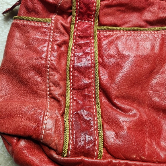 Relisted Vintage Sissirossi small red and gold leather handbag - Picture 3 of 14